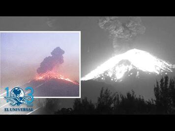 Momento de la nueva explosión del Popocatépetl