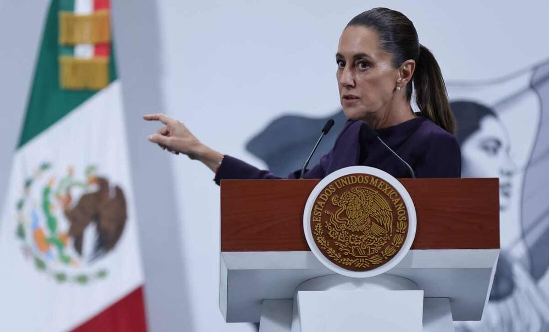Claudia Sheinbaum, presidenta de México, durante la mañanera del 16 de julio del 2025. Foto: Fernanda Rojas / EL UNIVERSAL