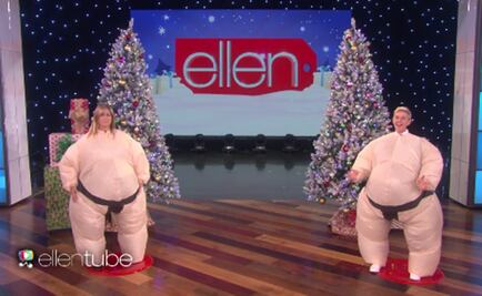 Jennifer Aniston y Ellen DeGeneres, "luchadoras" de sumo