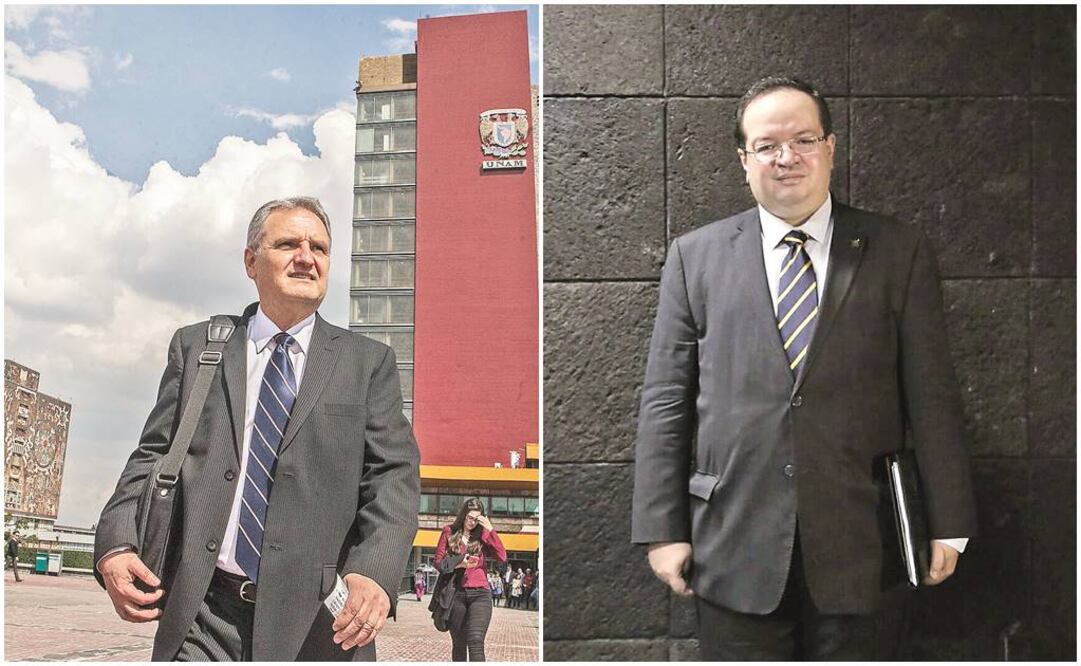 Juan Pedro Laclette, coordinador de Posgrado; Leonardo Lomelí, director de la Facultad de Economía (CRISTOPHER ROGEL BLANQUET Y ALEJANDRA LEYVA. EL UNIVERSAL)