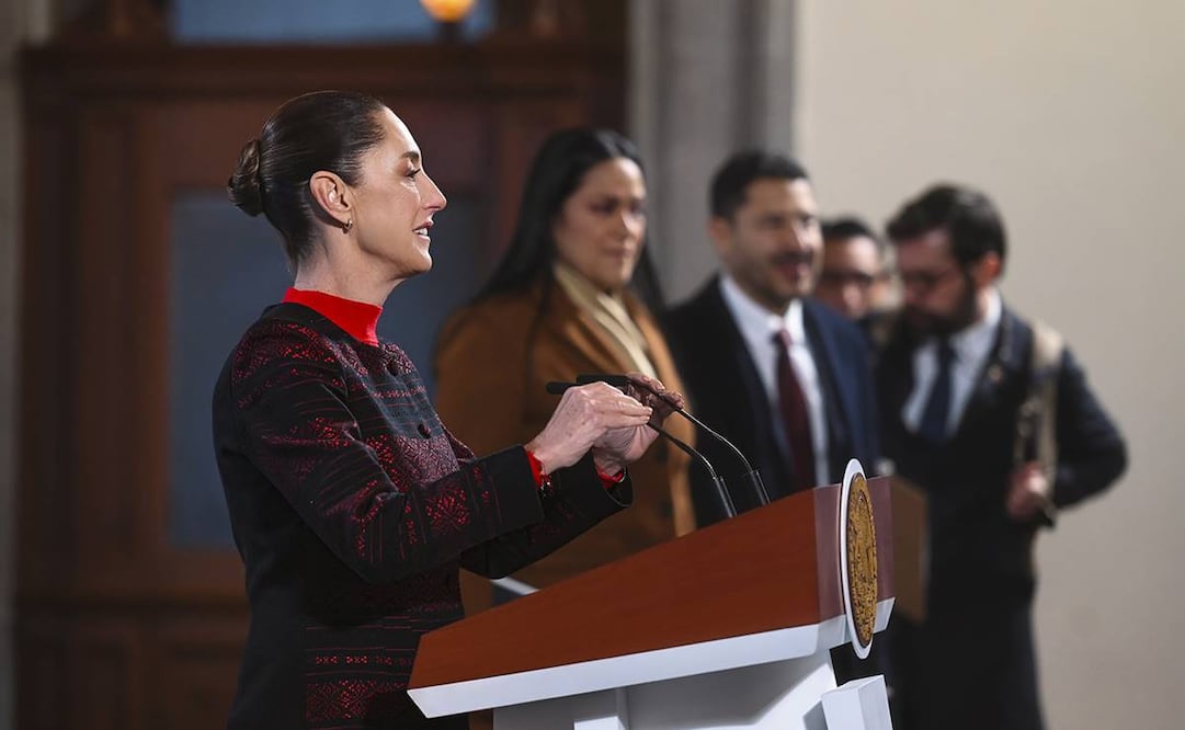 Claudia Sheinbaum, presidenta de México, durante su mañanera en Palacio Nacional, el 22 de enero del 2025. Foto: Presidencia