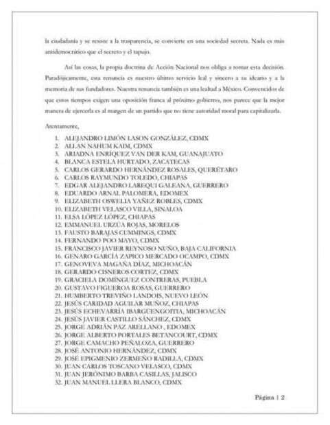 Renuncian al PAN 33 militantes