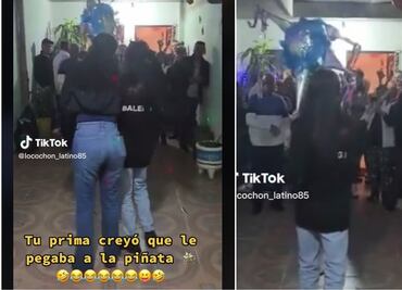 TikTok: Posada no salió como esperaba... pensó que le pegaba a la piñata