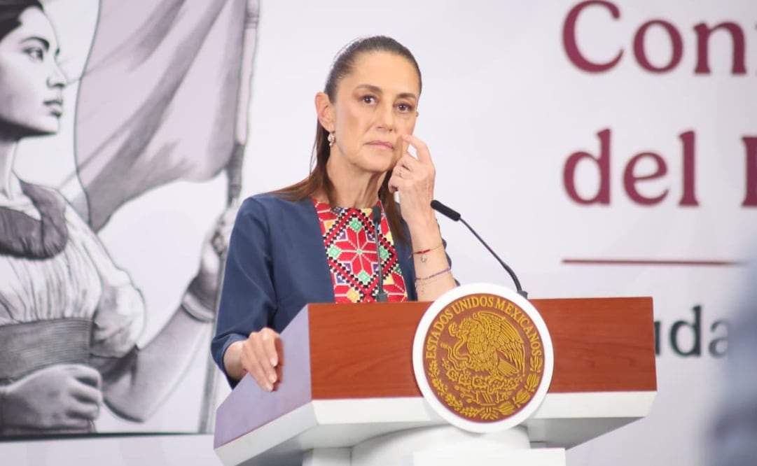 La presidenta Claudia Sheinbaum durante su conferencia de prensa desde Palacio Nacional este 28 de abril de 2026. Foto: Luis Camacho / EL UNIVERSAL