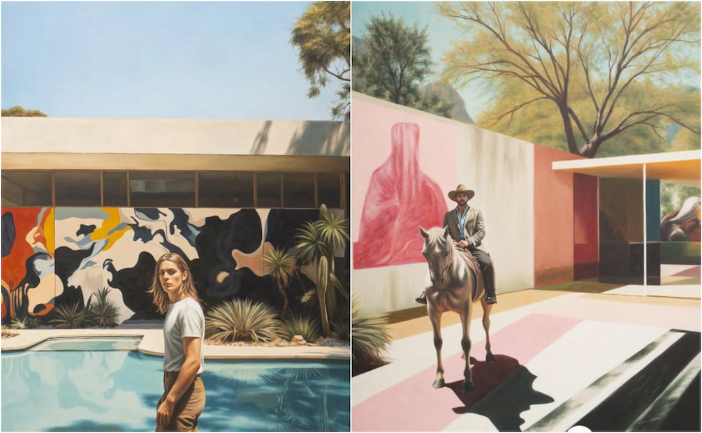 "Valentín" y "Charlie" de Amir Fattal en su exhibición "I'm just here for the pool". Foto: Galería König