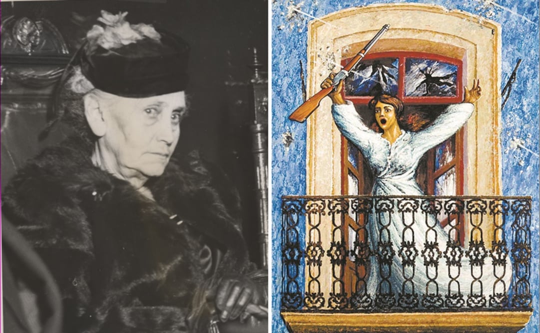 Carmén Serdán. Fotos: Imagen de 1950 (izquierda) e imagen tomada del libro “Retrato a dos tintas. Imaginario de la Revolución Mexicana” (derecha)