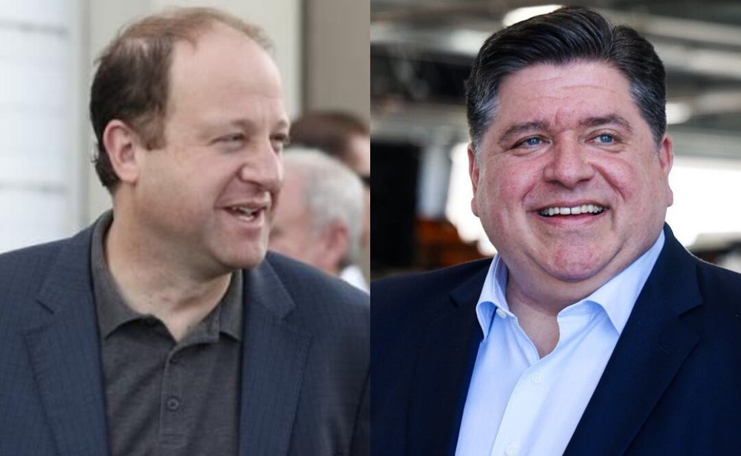 gobernadores demócratas Jared Polis, de Colorado, y J.B. Pritzker, de Illinois. Fotos: Archivo. EL UNIVERSAL