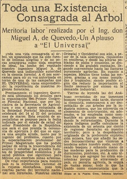 Miguel Ángel de Quevedo, el legendario defensor de árboles desde el Porfiriato