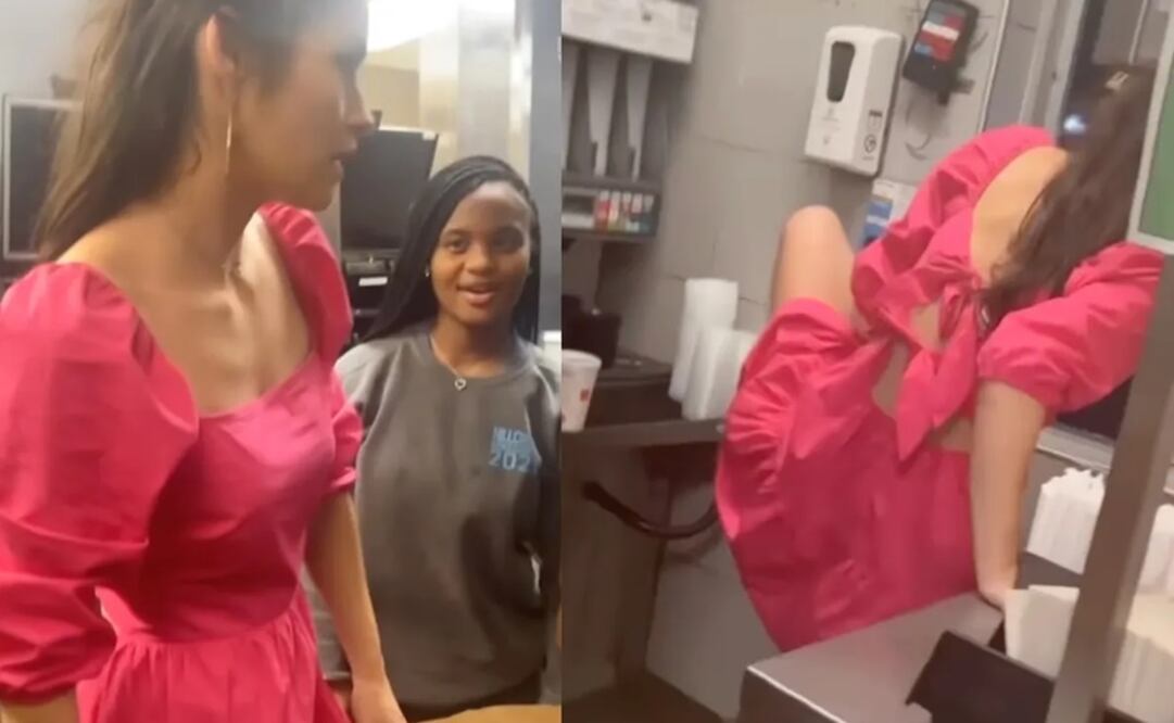 Una mujer entró por la ventanilla de un McDonald's para prepararse su comida, luego de que le negaran el servicio. Foto: Univision