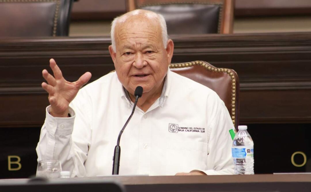 Gobernador de BCS Víctor Castro Cosío, reconoce que no ha disminuido la violencia en al entidad (02/07/2025). Foto: Especial