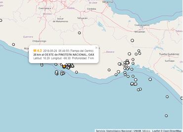 Sismo de magnitud 4.3 se registra en Pinotepa Nacional, Oaxaca