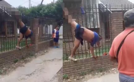 VIDEO: Hombre intenta robar casa y termina ensartado en una reja en Argentina