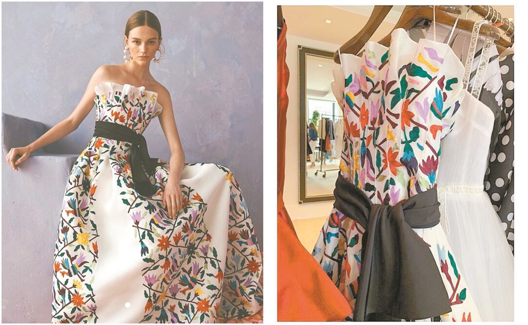 Carolina Herrera realizó una colección de vestidos inspirados en México. Sus diseños no sólo incluyen a tenangos, sino también motivos de otras entidades. Foto: ESPECIAL
