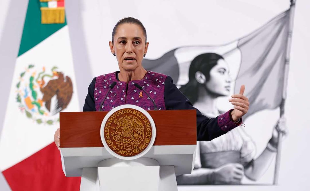 Claudia Sheinbaum, presidenta de México, durante la mañanera del 25 de noviembre del 2025. Foto: Diego Simón / EL UNIVERSAL