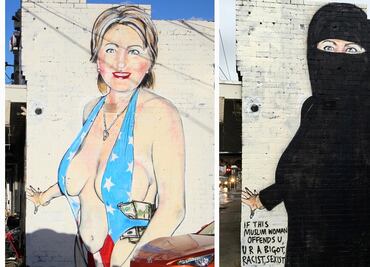 Graffiti sobre Hillary Clinton causa polémica