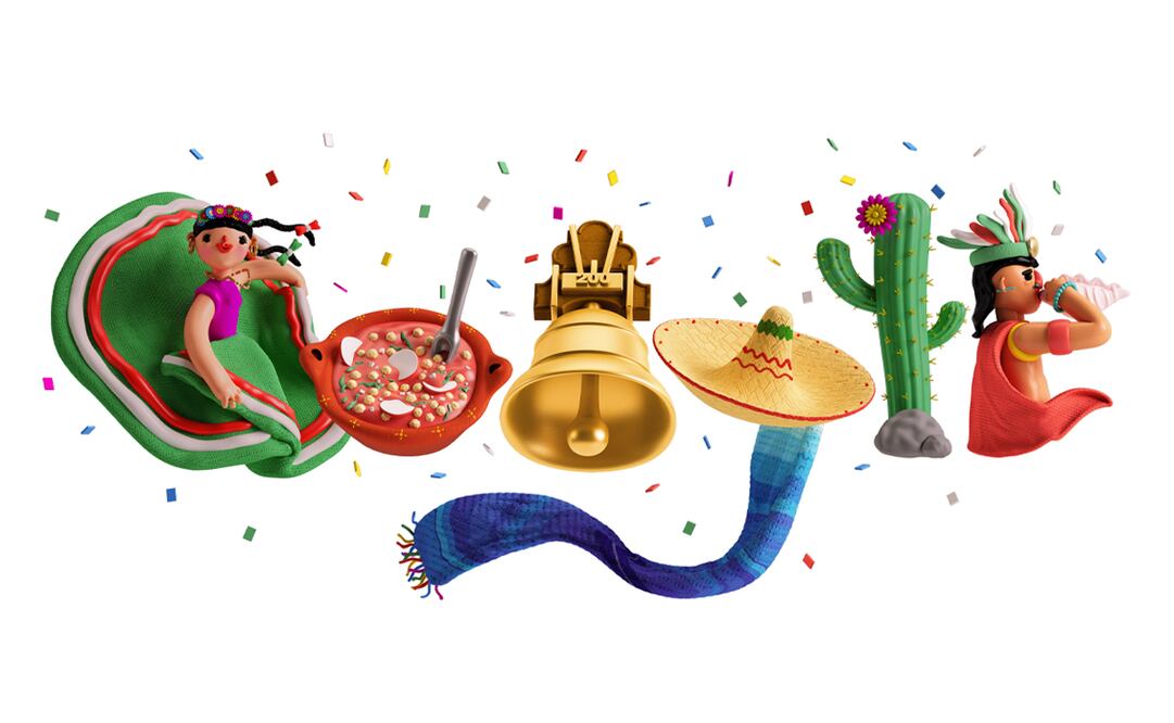 Doodle del Día de la Independencia de México. Imagen: Cortesía Google