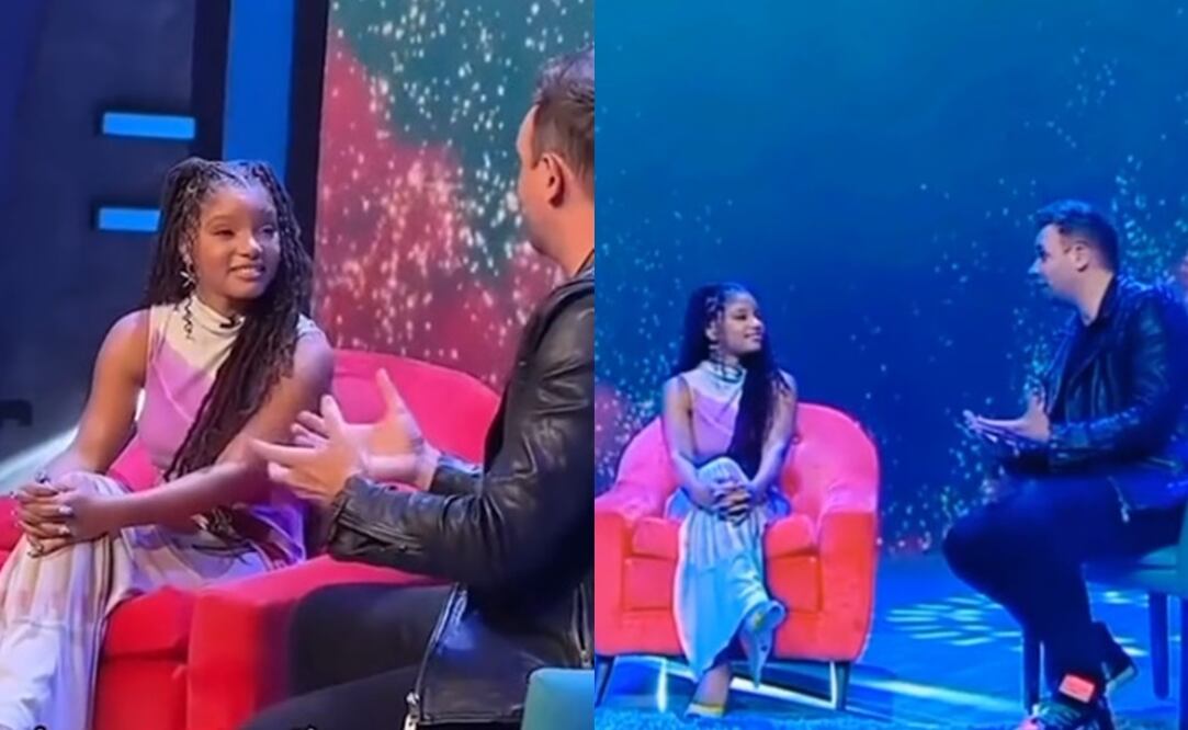 Pato Borghetti y Halle Bailey, actriz de "La sirenita" durante una entrevista en México en 2023. Capturas vía TikTok.