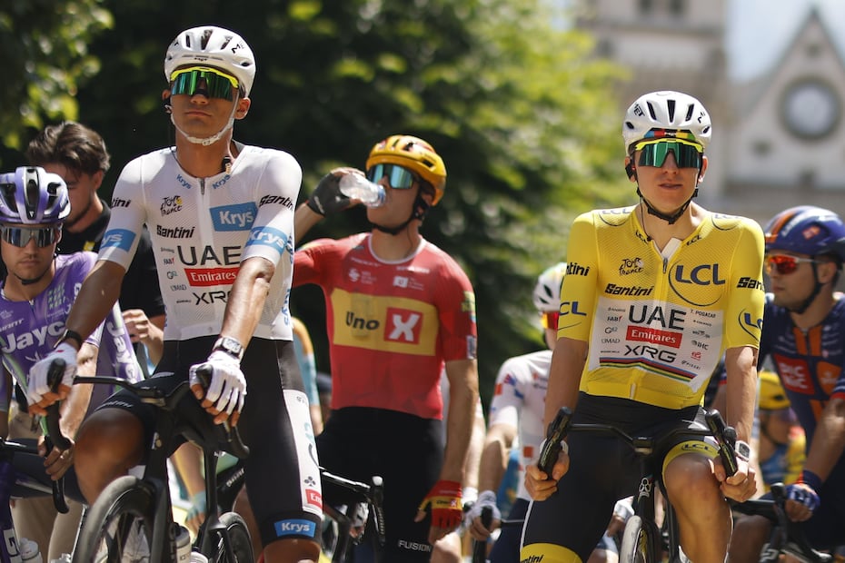 Isaac del Toro y Tadej Pogacar en la Etapa 18 del Tour de Francia - Foto: EFE