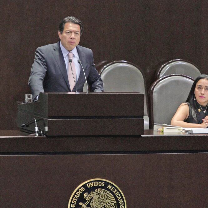 Mario Delgado presentó la iniciativa de reforma que prevé, entre otras cosas, la creación de las secretarías de Bienestar y de Seguridad y Protección Ciudadana. Foto: CARLOS MEJÍA. EL UNIVERSAL