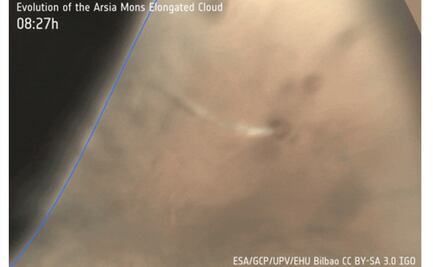 Captan en alta resolución una nube marciana con una "cámara web" espacial