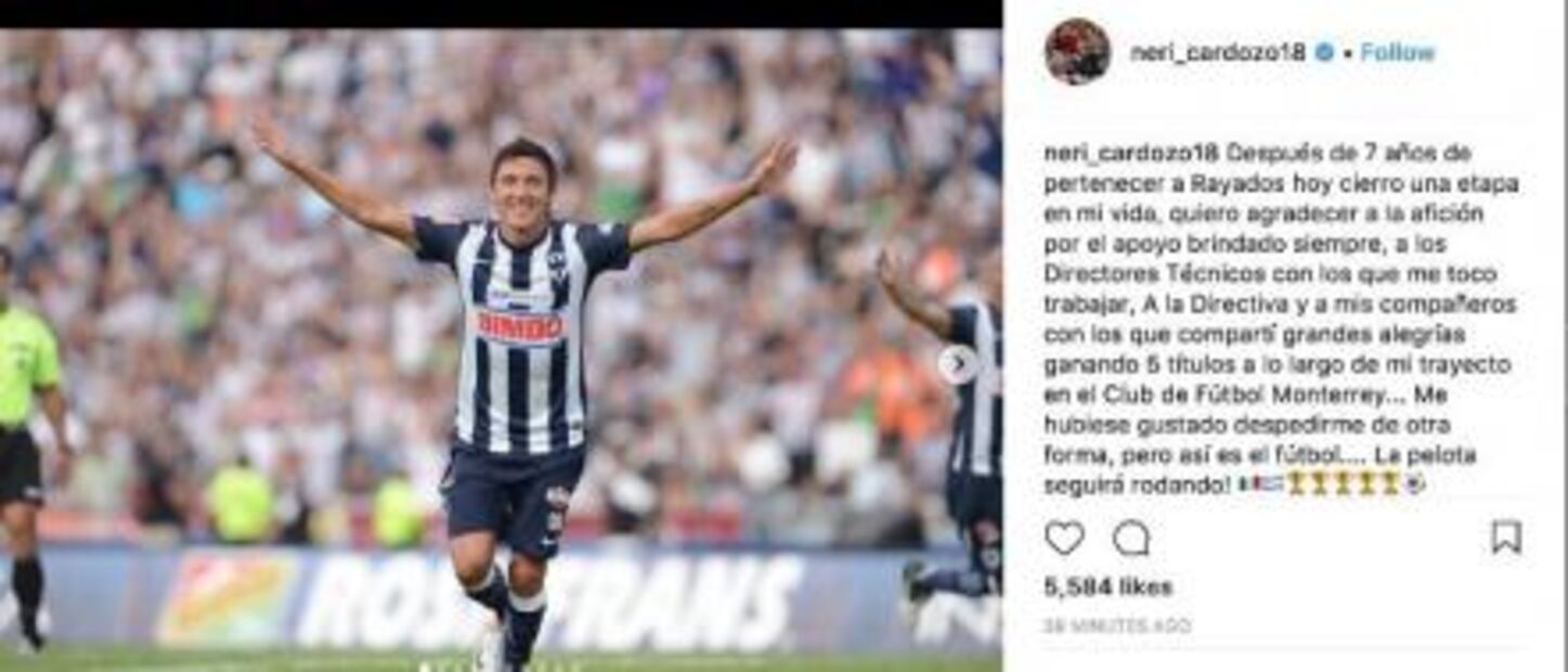 Neri Cardozo se despide de Monterrey