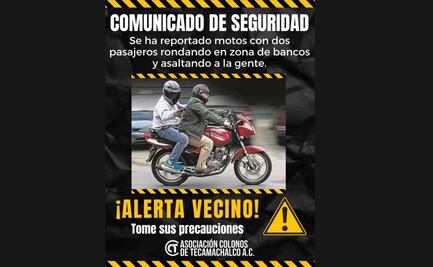 “¡Alerta Vecino!”, habitantes de Naucalpan alertan de sujetos asaltando en motocicletas