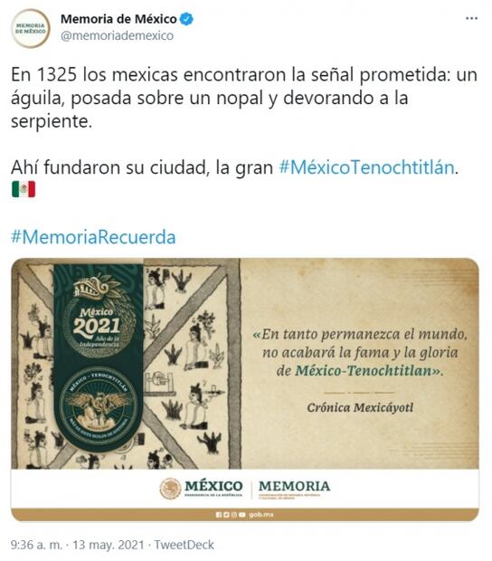 Coordinación de Memoria Histórica y Secretaría de Cultura capitalina difieren sobre la fundación de Tenochtitlan 