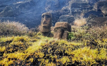 Incendio en la Isla de Pascua, en Chile, arrasa con varios moais y más de 100 hectáreas