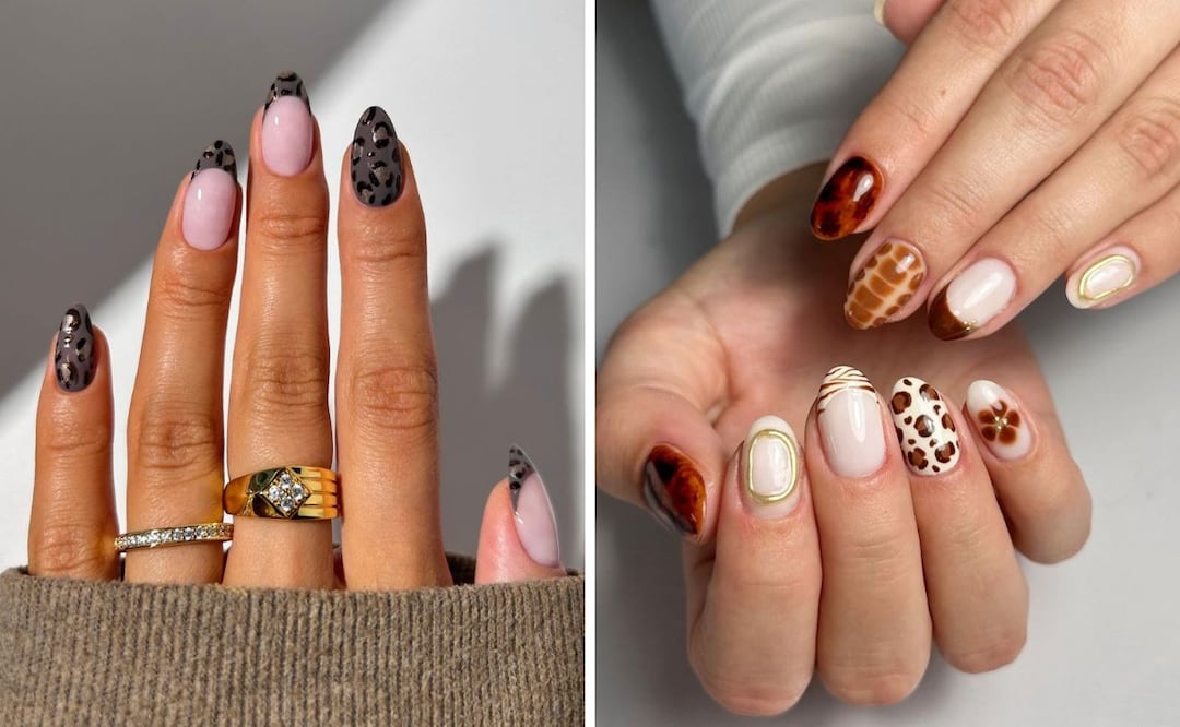 Diseños de uñas animal print para el otoño de 2024. Foto: Instagram @thenaillologist @mnartistry_yxe