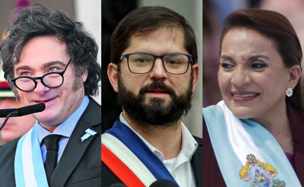 Javier Milei, Gabriel Boric y Xiomara Castro. Fotos: Archivo EL UNIVERSAL