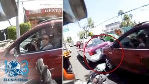 Conductora choca contra taxista por discutir con motociclista en plena calle