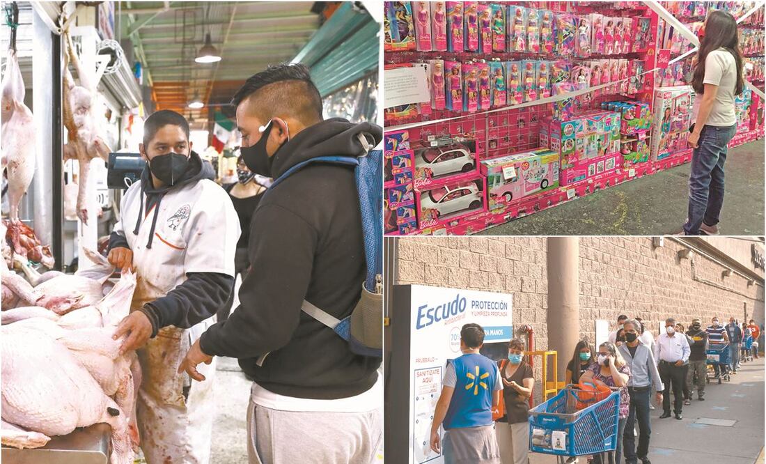 Conforme se acerca el festejo navideño, las personas acuden a mercados, como el de San Juan, y supermercados para adquirir lo necesario, sin importar las filas para ingresar. Esta situación perjudicó a los niños, ya que la sección de juguetes y el área in