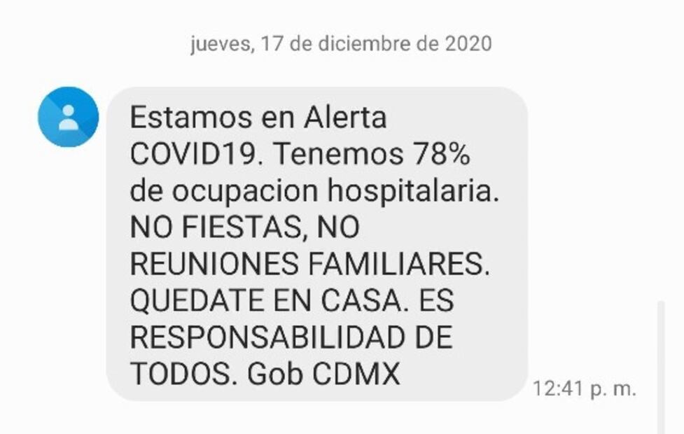 “No fiestas, no reuniones familiares”, pide Gobierno de CDMX en nuevo mensaje SMS por Covid-19