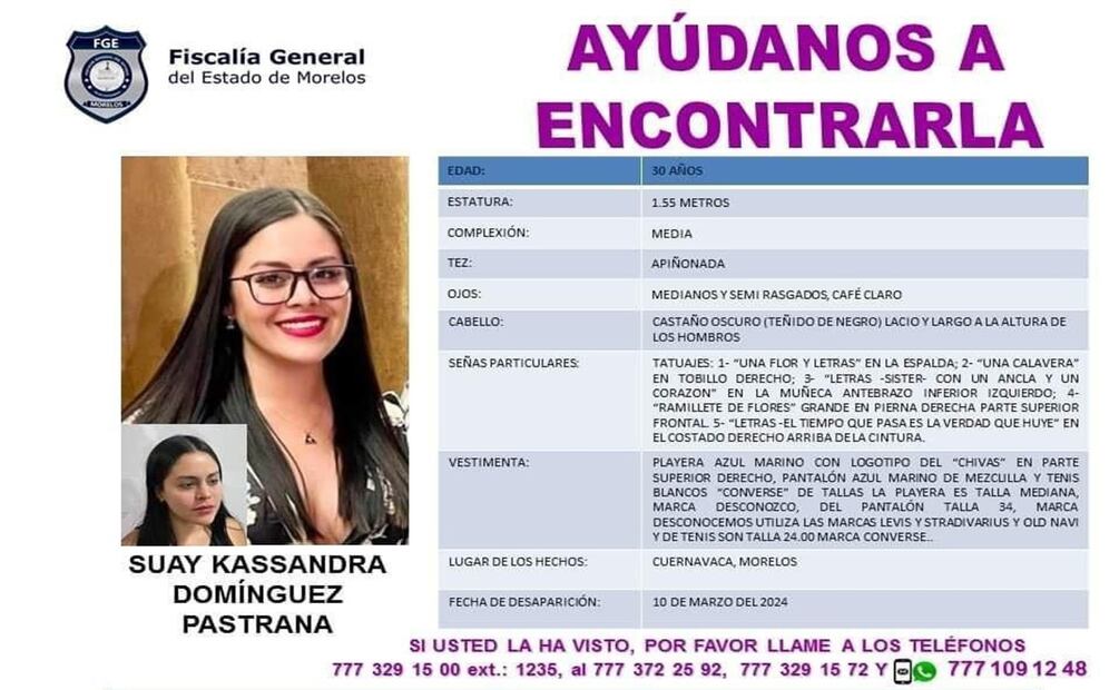 Suay Kasandra, desaparecida. Foto: Esepecial