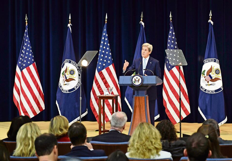 El secretario de Estado, John Kerry, pronunció ayer su último discurso sobre la situación en Medio Oriente. Entregará el cargo el próximo 20 de enero. (YIN BOGU. XINHUA)