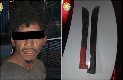 Con machetes en mano sujeto asaltaba en calles de la Venustiano Carranza; policías de la SSC lo atrapan 
