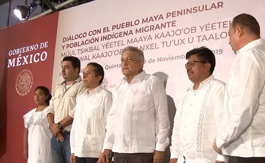 El presidente asistió a un encuentro con el pueblo maya peninsular y población indígena migrante. Foto: Captura de pantalla