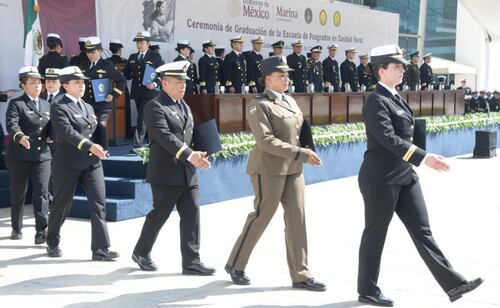 Ceremonia de graduación de 58 médicos y enfermeras de la Escuela de Posgrado en Sanidad de la Semar (20/03/2026). Foto: Especial