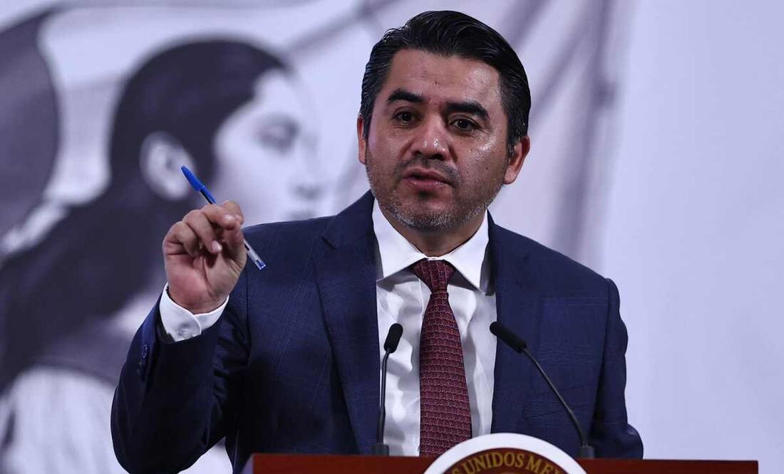 Efraín Morales López, titular de Conagua, durante la mañanera de este 4d e septiembre del 2025. Foto: Berenice Fregoso / EL UNIVERSAL.