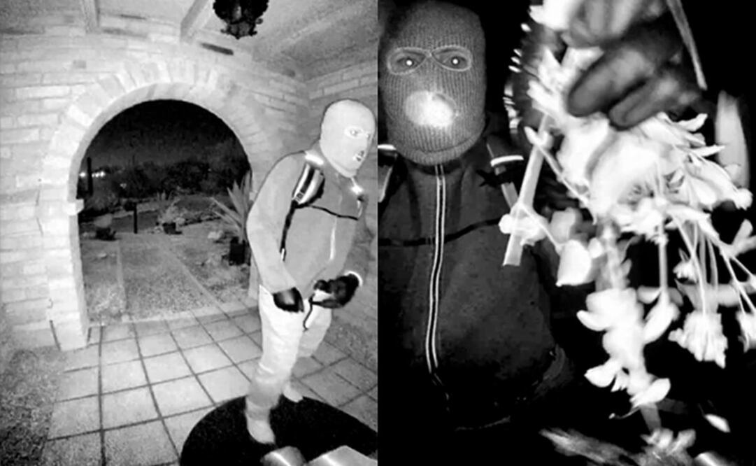 Difunden imágenes donde se ve a un sospechoso a una persona enmascarada afuera de la casa de Nancy. Foto: AP