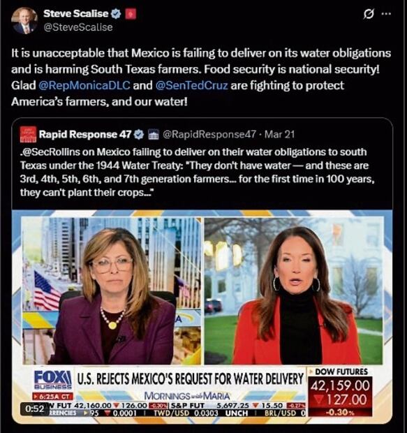 Funcionarios y congresistas republicanos mantienen una guerra en redes sociales contra México, en especial en
temas como el jitomate, migración, el Tratado de Aguas de 1944 y el tráfico de fentanilo que está matando a
miles de adictos estadounidenses, todo para desprestigiar al país y tratar de ganar gubernaturas fronterizas. (22/04/2025) Foto: Capturas X