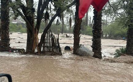 Tormenta tropical "Mario" causa inundaciones en San Ignacio, Baja California Sur