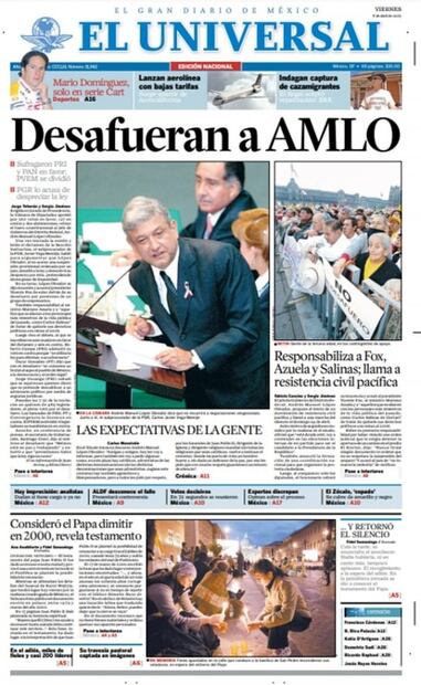 Así documentó El Universal el desafuero de AMLO