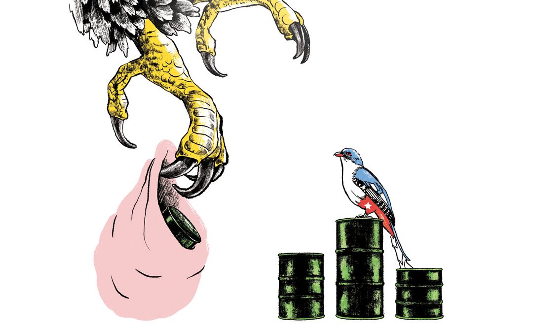 Pemex afirma que pagos de Cuba a Gasolinas Bienestar son asunto privado. Ilustración de Ani Cortés