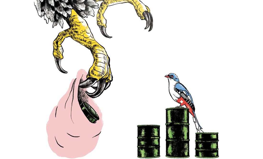 Pemex afirma que pagos de Cuba a Gasolinas Bienestar son asunto privado. Ilustración de Ani Cortés
