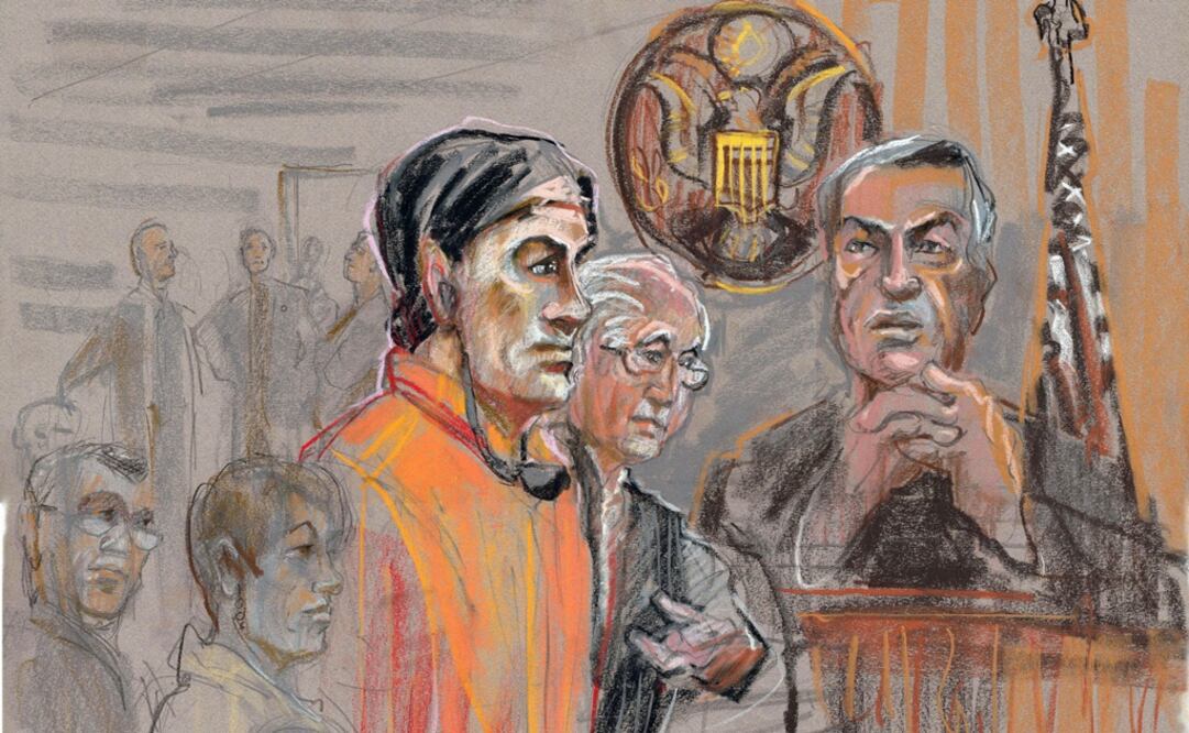 Fotografía de un boceto en donde aparece la fiscal federal Laura Duffy y el narcotraficante mexicano Benjamín Arellano Félix. Foto: Archivo/EL UNIVERSAL 