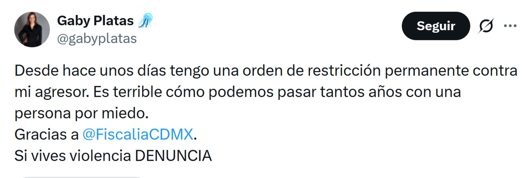 Gaby Platas informa sobre la orden de restricción contra su agresor, el también actor Paco de la O.