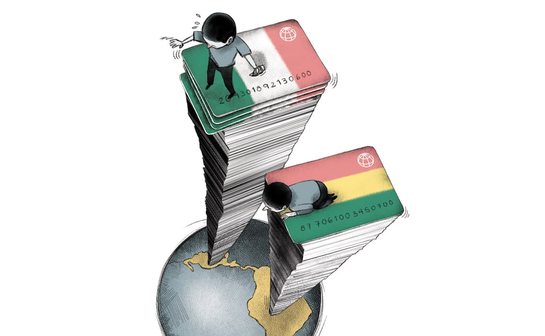México y Bolivia, donde más subirá la deuda. Ilustración de Ani Cortés