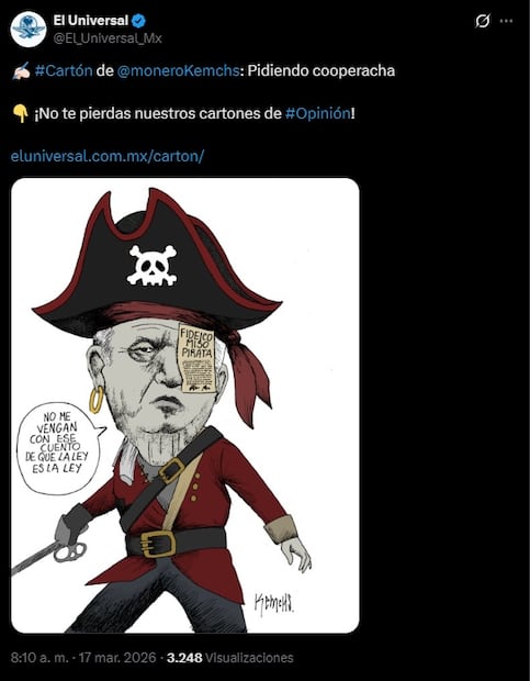 5 cartones que retratan el pase de charola de AMLO para Cuba. Foto: Captura de pantalla