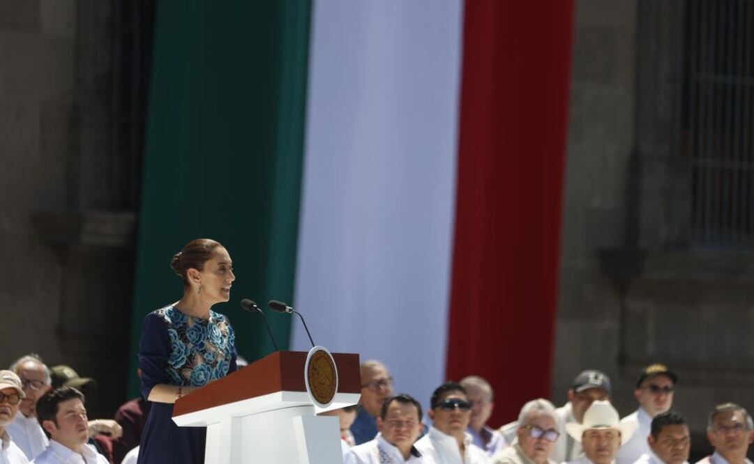 Claudia Sheinbaum, presidenta de México, en su asamblea en el Zócalo capitalino este 9 de marzo del 2025. Foto: Diego Simón / EL UNIVERSAL